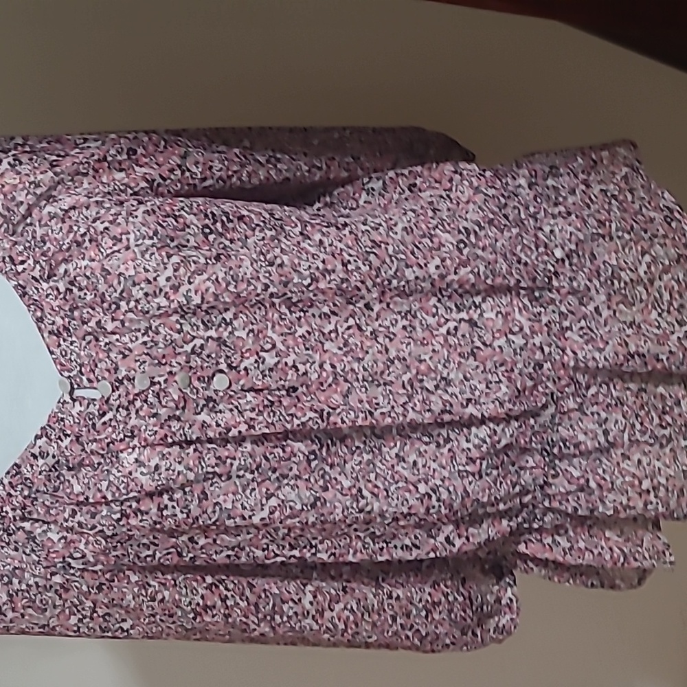 Floral Pink and Black Blouse Large By Liz Claiborne